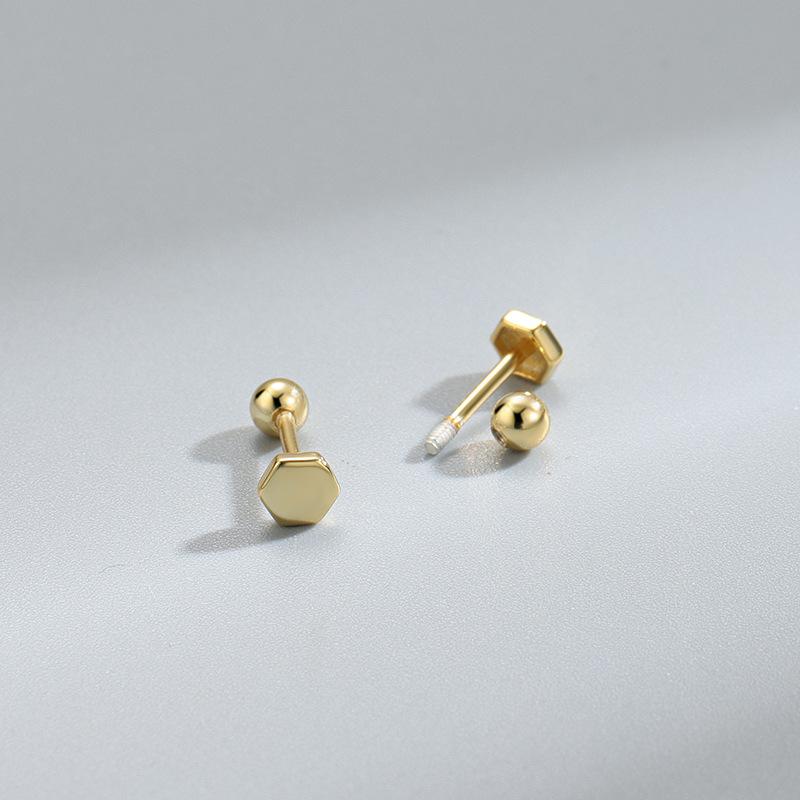 Hexagon Ball Screw Earring (Pair)