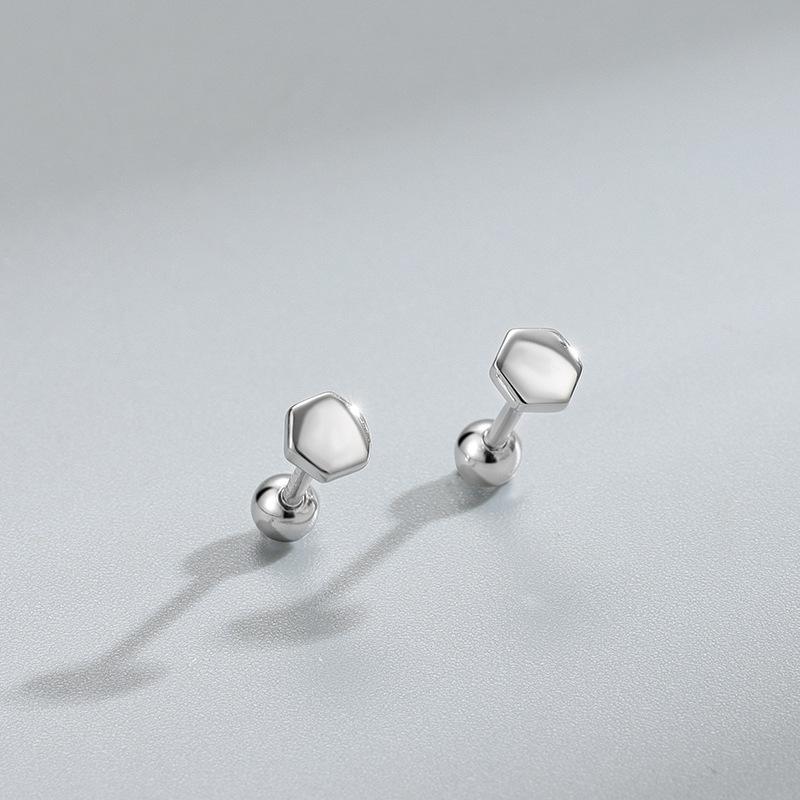 Hexagon Ball Screw Earring (Pair)