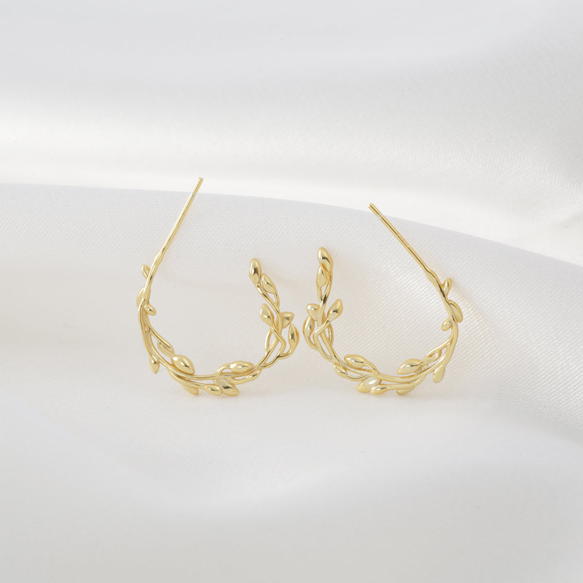 Olive Branch Hoop Earring (Pair)