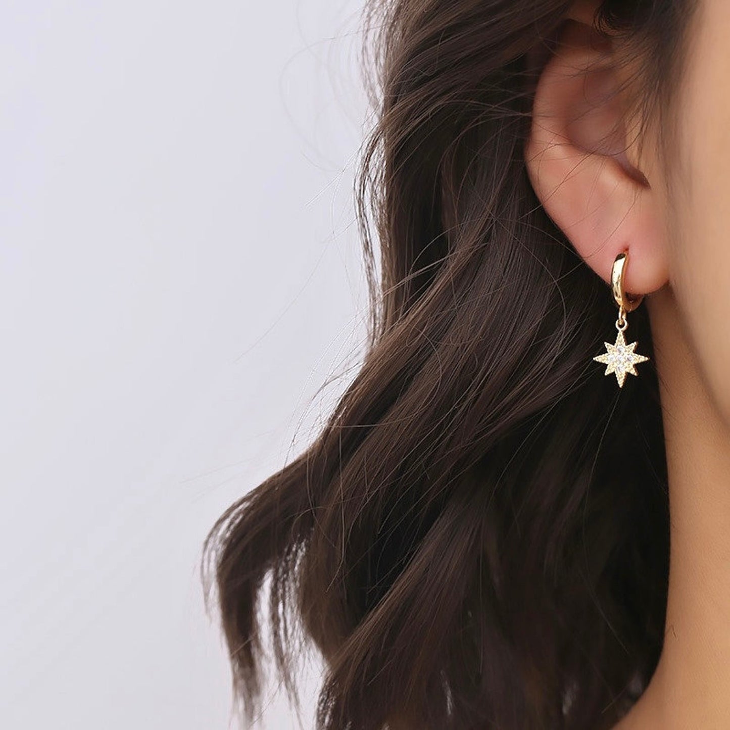 Moon & Star Huggie Earrings